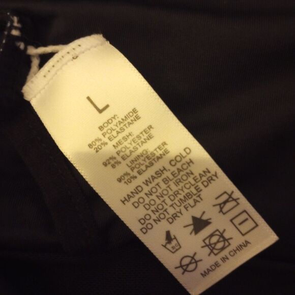 Black/Blue Tropical Print Halter Top Tummy Control Swimsuit Size Large NWOT - Picture 4 of 4